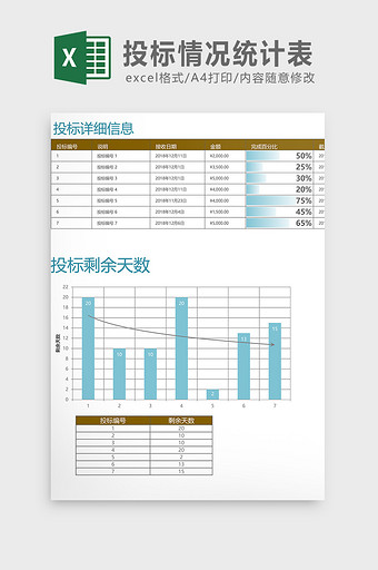 投标情况统计表Excel模板图片