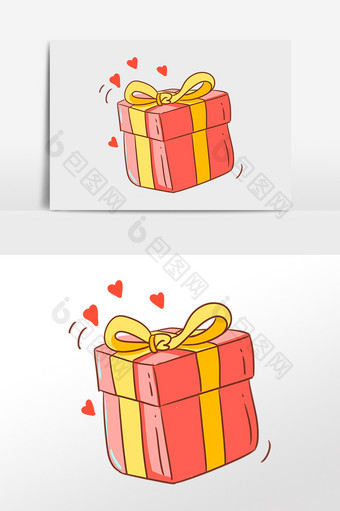 手绘情人节红色礼物盒素材图片