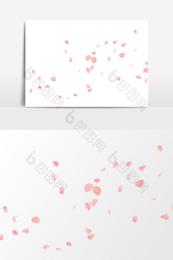 水墨风格粉色花瓣飘散元素图片