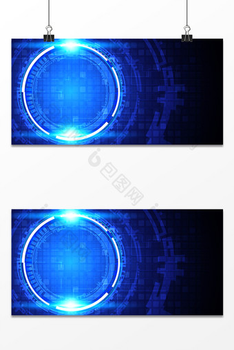 蓝色商业未来科技方块圆环机械背景图片