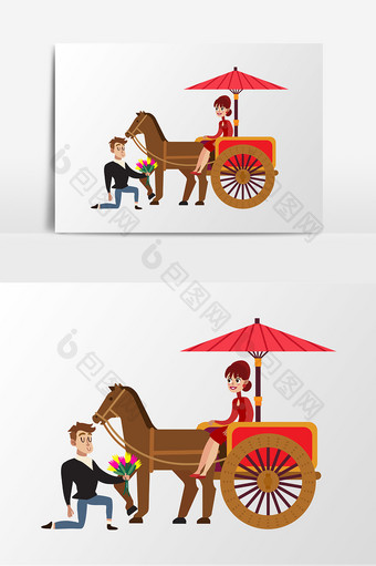 红色婚庆求婚人物元素设计图片