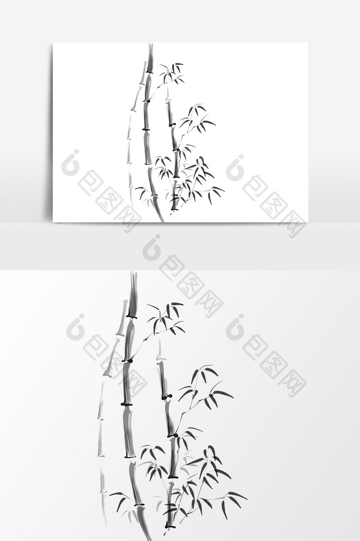 竹子毛笔画水墨效果图片图片