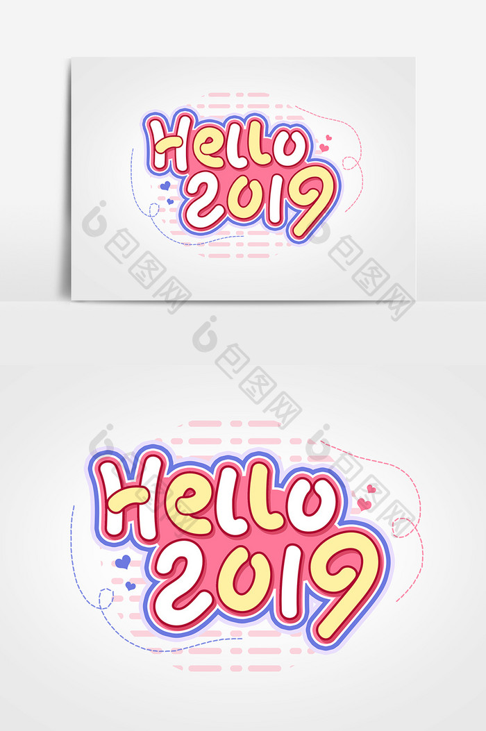 hello2019艺术字英文手绘字体设计