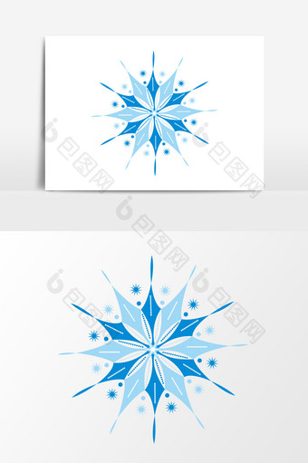手绘蓝色雪花形状设计元素图片