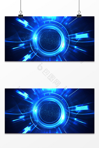 蓝色大气商务科技机械感圆环动感通用背景图片