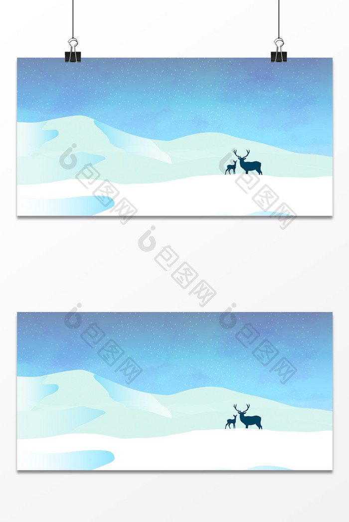 冬季鹿雪山蓝天图片图片