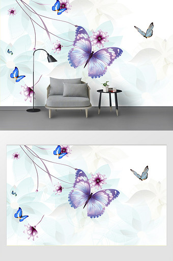 现代简约唯美蝴蝶背景墙图片
