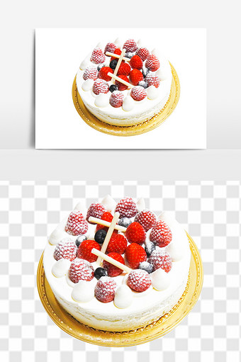 生日聚会甜品水果定制生日蛋糕组合元素图片