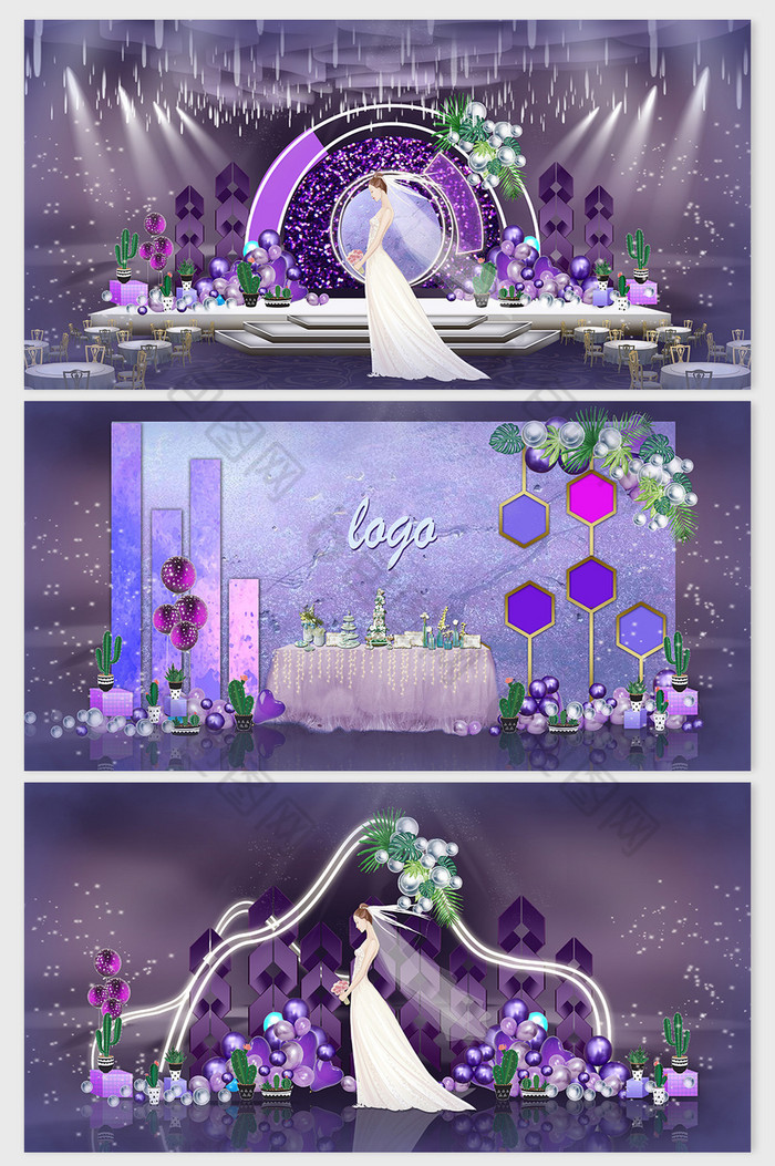 甜美清新紫色婚礼效果图图片图片