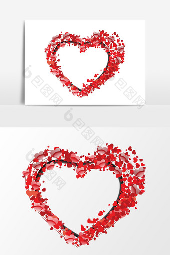 红色小桃心叠加装饰效果情人节元素图片