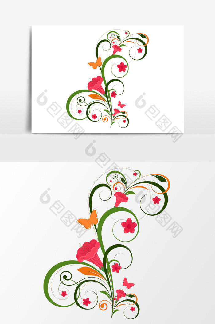 抽象花卉小红花装饰效果图片图片