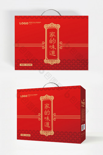 红色喜庆中国风年货大礼包春节礼盒图片