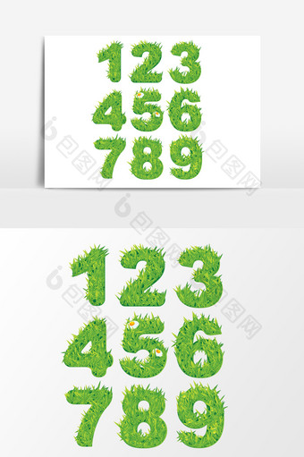 植物数字0-9装饰效果元素图片