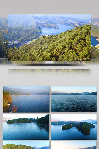 航拍震撼4K美丽自然山川湖泊视频素材图片