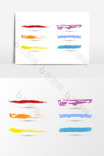 多彩水彩油漆刷子刷痕效果元素图片