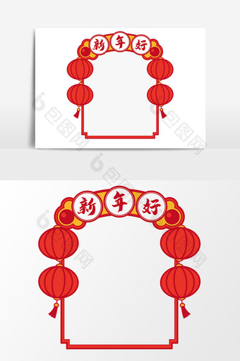 红色中国风新年边框元素图片