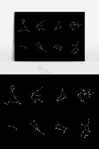 简约十二星座星空点缀素材图片