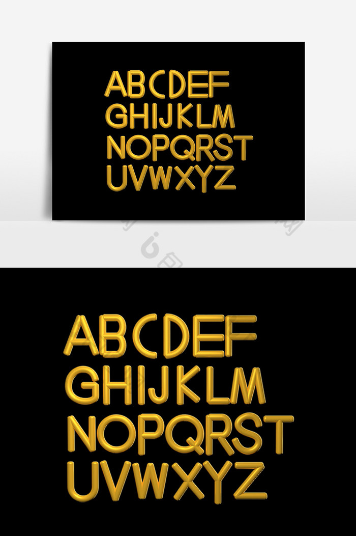 26个英文字体金色字母图片