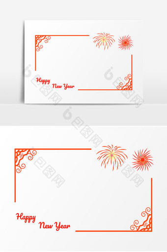 新年春节喜庆烟花边框简约元素图片