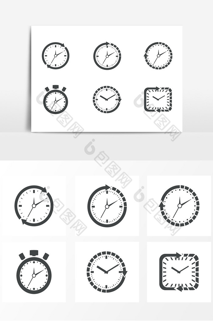 时钟时间流逝素材黑白矢量钟表时间图片