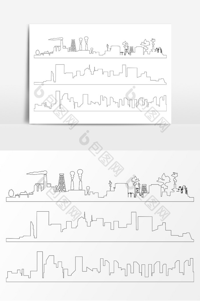 城市建筑线描AI图片图片