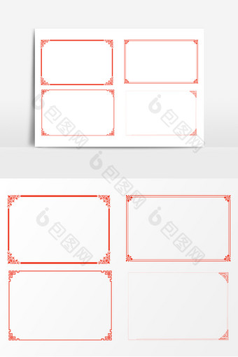装饰红色中式边框AI矢量素材图片