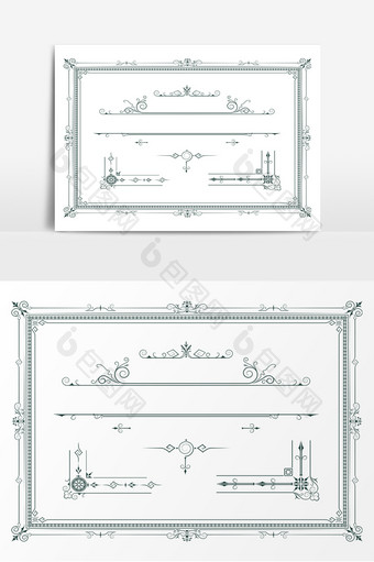 欧式花边框线条AI矢量素材图片