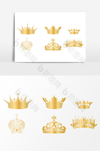 金色艺术皇冠AI矢量元素图片