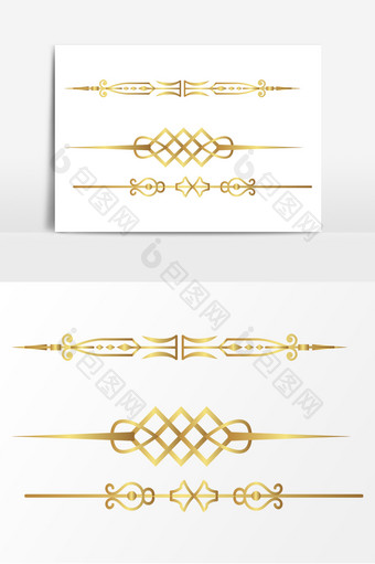 金色欧式装饰线条花边AI矢量素材图片