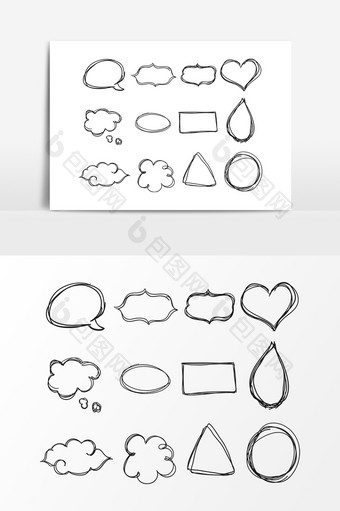 手绘简洁信息框元素图片