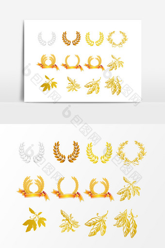 金色麦穗植物装饰元素图片