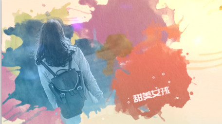 水彩画叠加图像视差动画照片相册PR模板