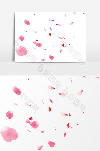手绘粉色花瓣元素图片