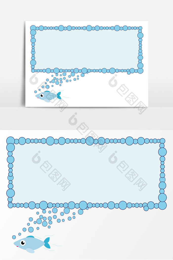 简笔小鱼吐泡泡ai边框图片图片