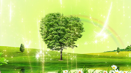 清新绿色粒子梦想树LED背景视频