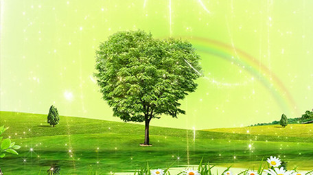 清新绿色粒子梦想树LED背景视频