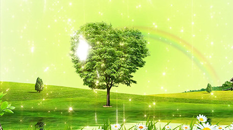 清新绿色粒子梦想树LED背景视频