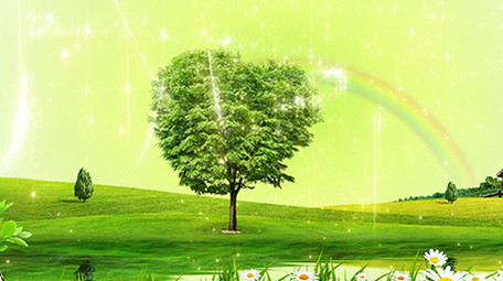 清新绿色粒子梦想树LED背景视频