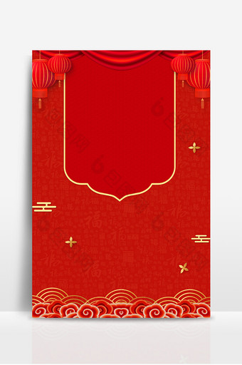 猪年春节简约大气红色喜庆灯笼背景图片
