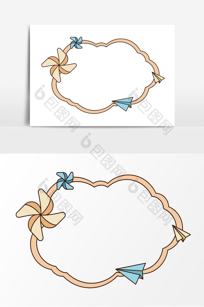 风车云朵造型边框图片图片