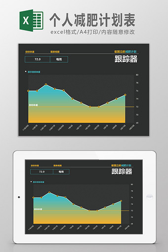 个人减肥计划表Excel模板图片