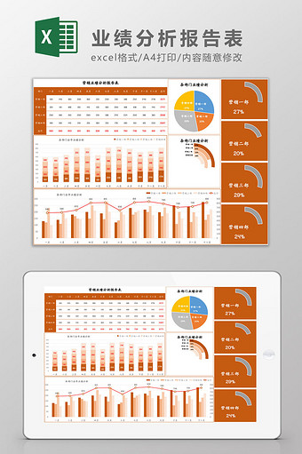 营销业绩分析报告表Excel模板图片
