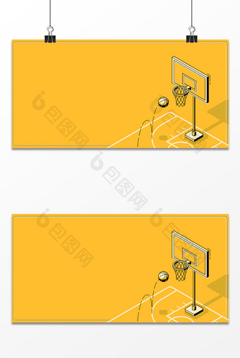 简约手绘篮球投篮训练比赛运动背景图片