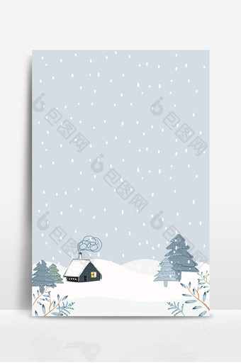 经典灰色冬季飘雪卡通小屋纹理背景图片