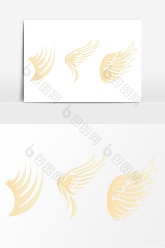 金色天使的翅膀AI矢量素材图片