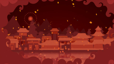 中国新年卡通舞狮猪年祝福MG动画AE模板