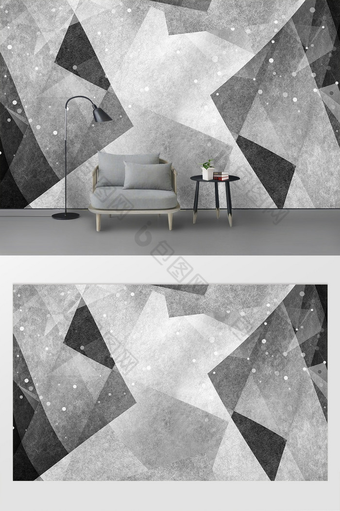 现代黑白简约几何背景墙图片图片