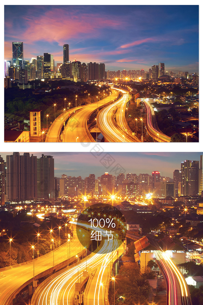 城市夜景唯美灯光亮光马路夜生活摄影背景图