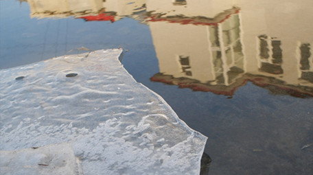 冬季小河流水<strong>乡村</strong>结冰200帧升格