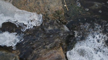 冬季小河流水<strong>乡村</strong>结冰200帧升格